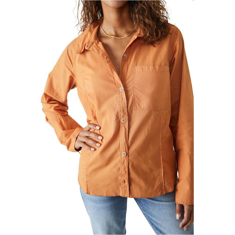 Free People We The Free Mackenzie Poplin Shirt-Jacket in Terra Size S
